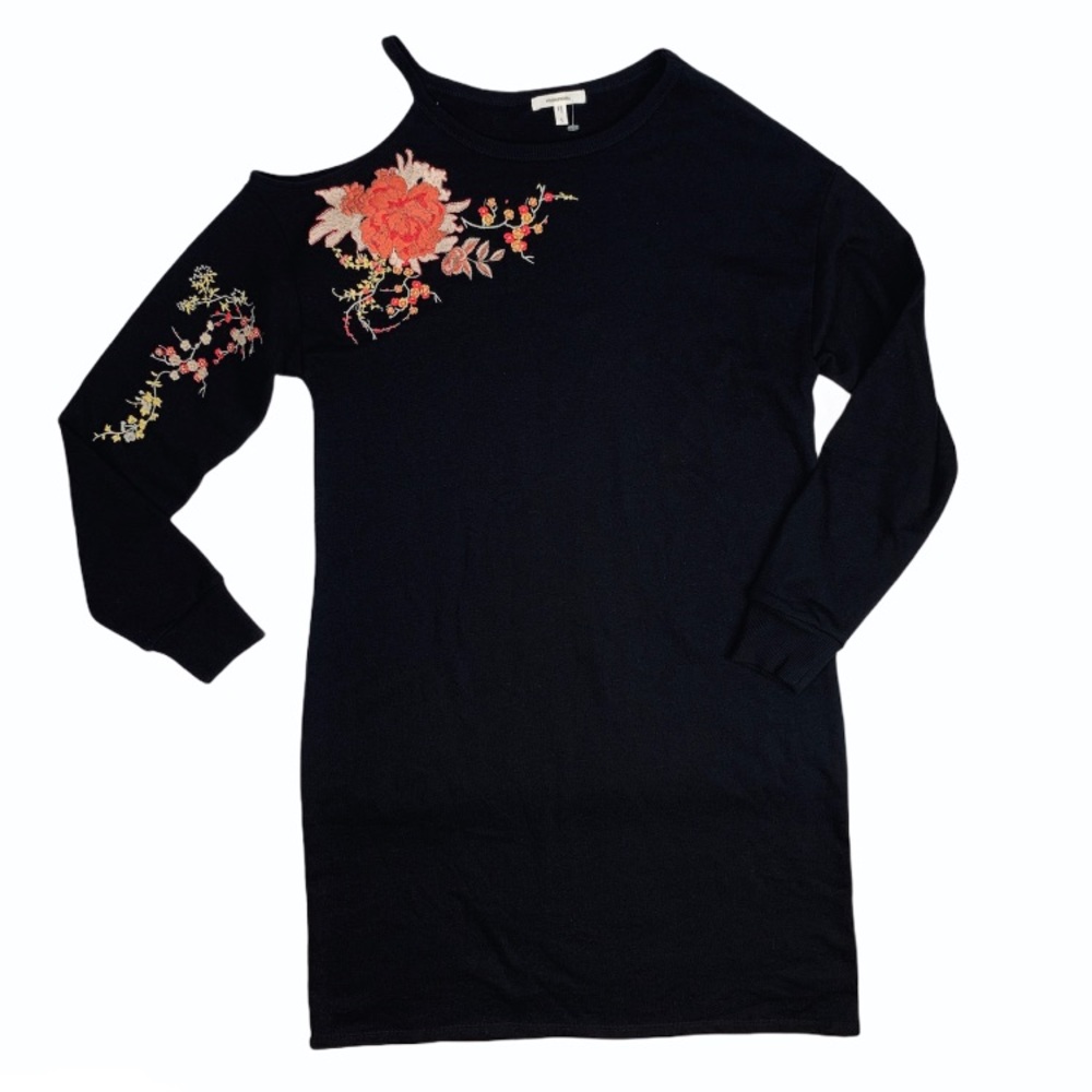 Cold Shoulder Embroidered Sweatshirt Dress View 5